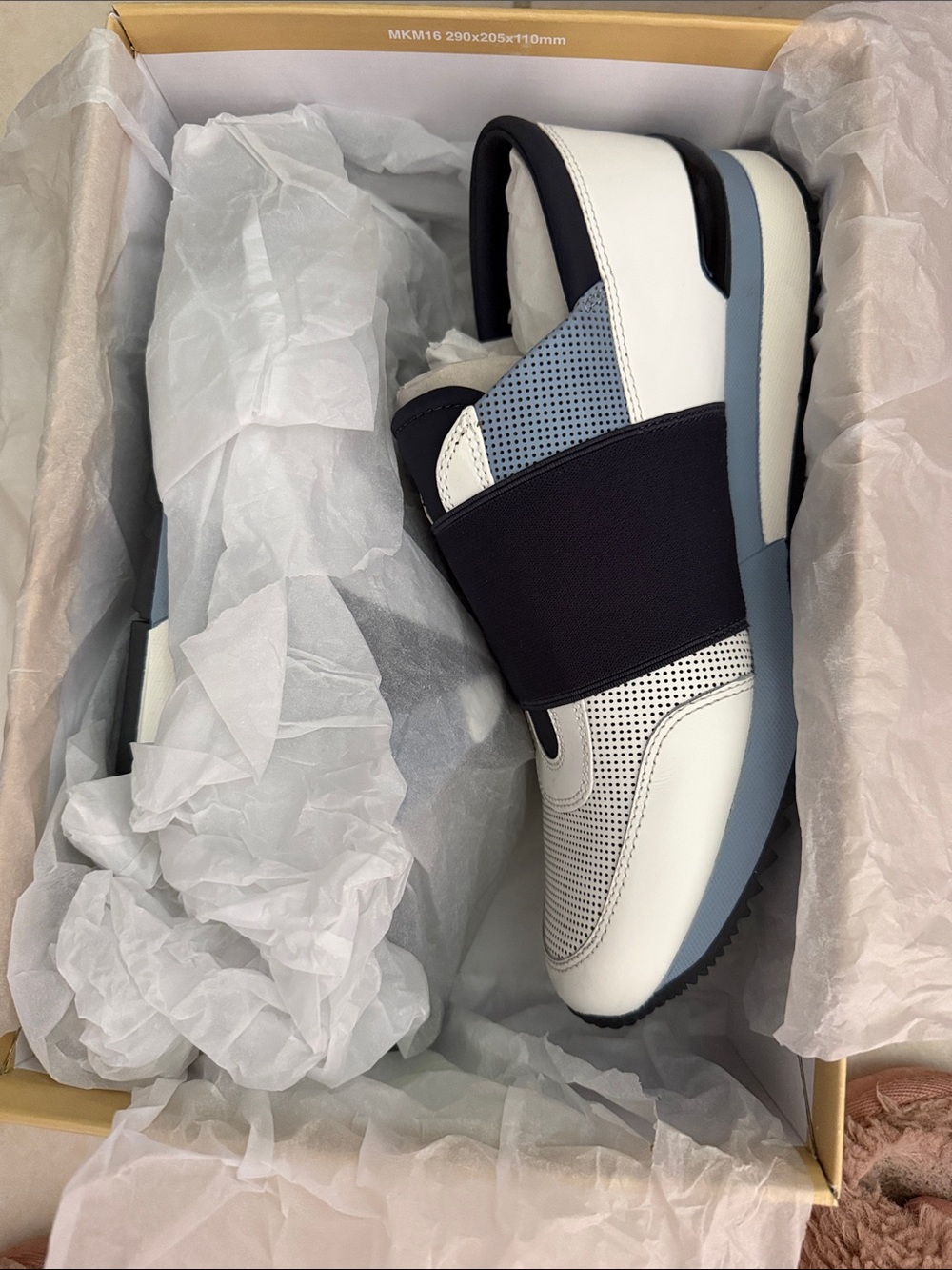 MICHAEL Michael Kors White, Light Blue & Navy Slip-On Sneakers